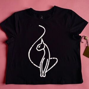 Baby Phat Black Tee with White Cat Outline Graphic